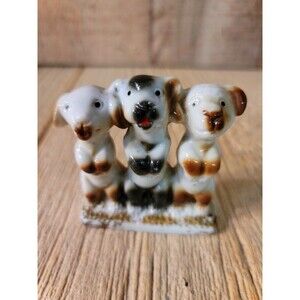 Vintage Porcelain Figurine Three Begging Dogs Japan
